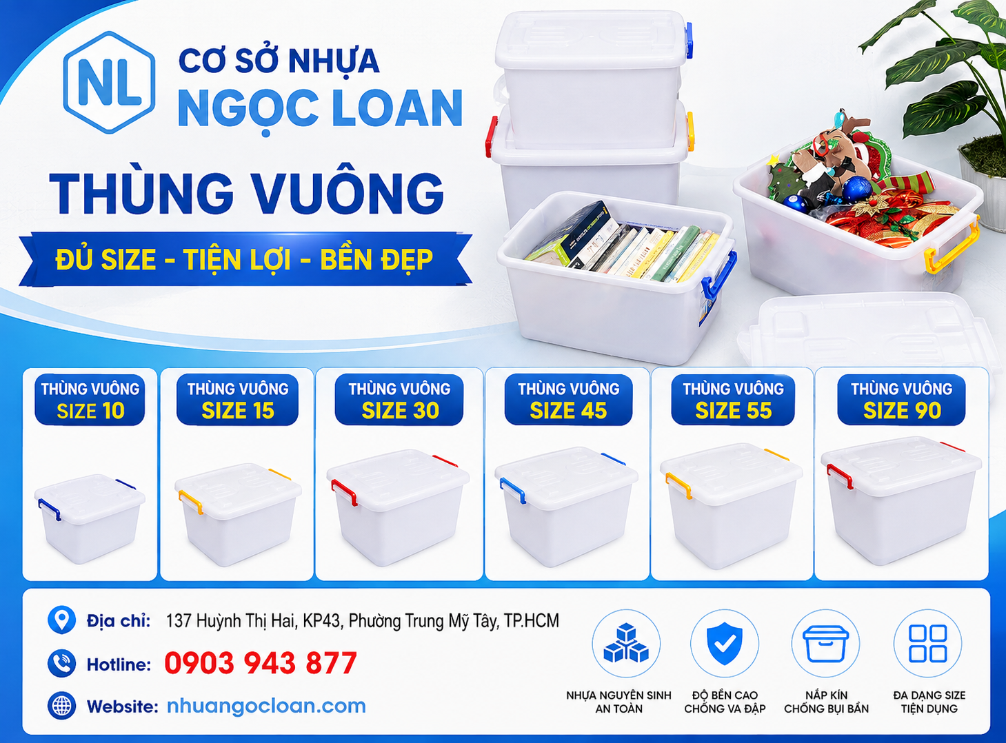 thùng vuông đủ size chính hãng giá sỉ hcm