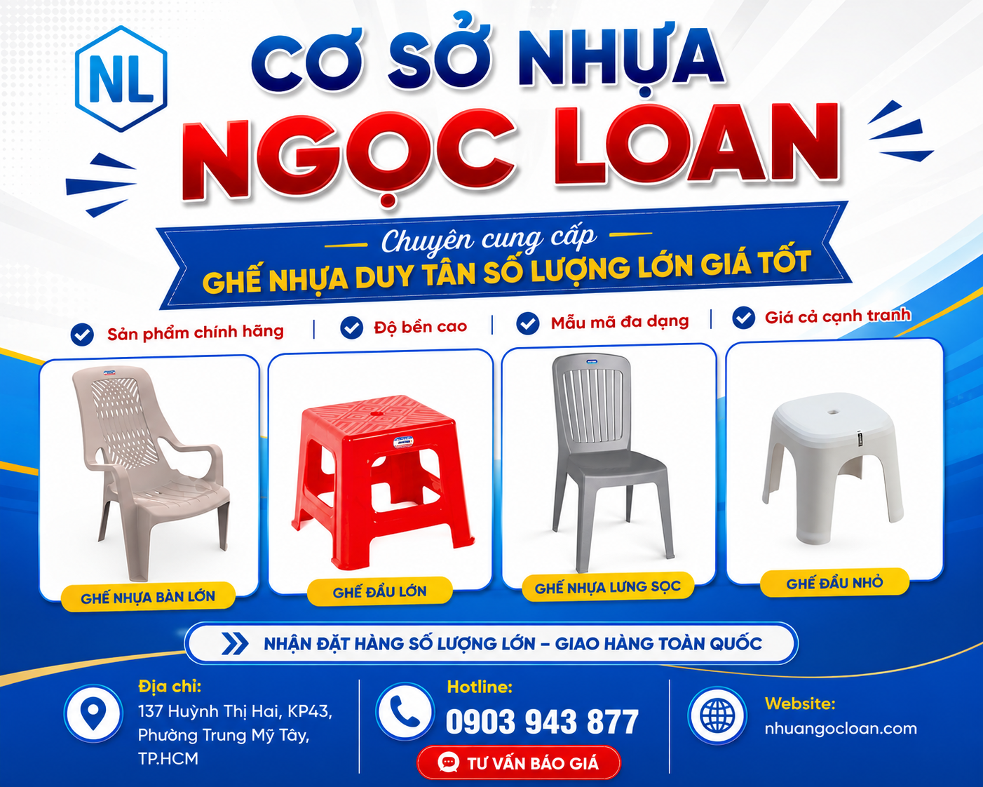 Ghế nhựa Duy Tân giá sỉ Quận 12