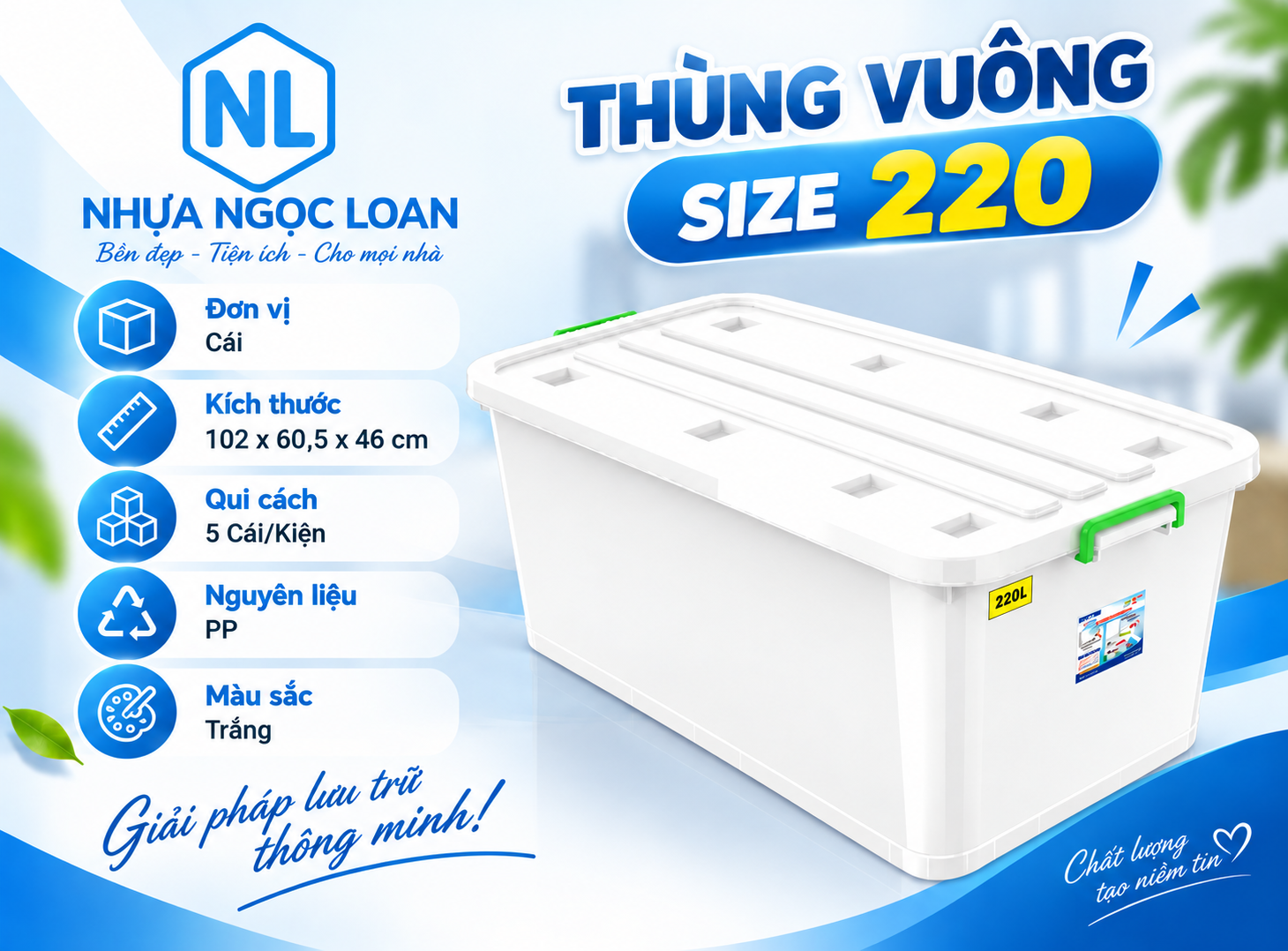 thùng vuông 220, thùng vuông size 220
