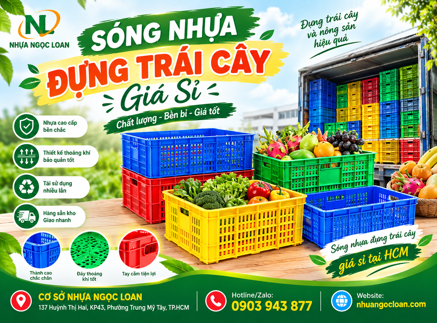 sóng nhựa đựng trái cây giá sỉ